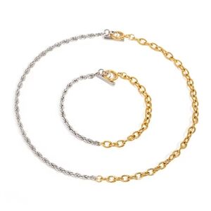 Elegant Gold and Silver Bi-Color Necklace with Rope Chain